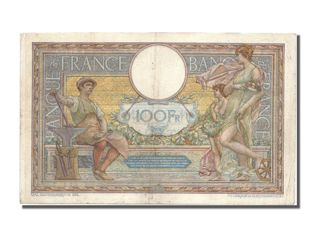 Banknote, France, 100 Francs, 100 F 1908-1939 ''Luc Olivier Merson'', 1913