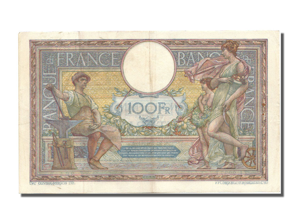 Banknote, France, 100 Francs, 100 F 1908-1939 ''Luc Olivier Merson'', 1914