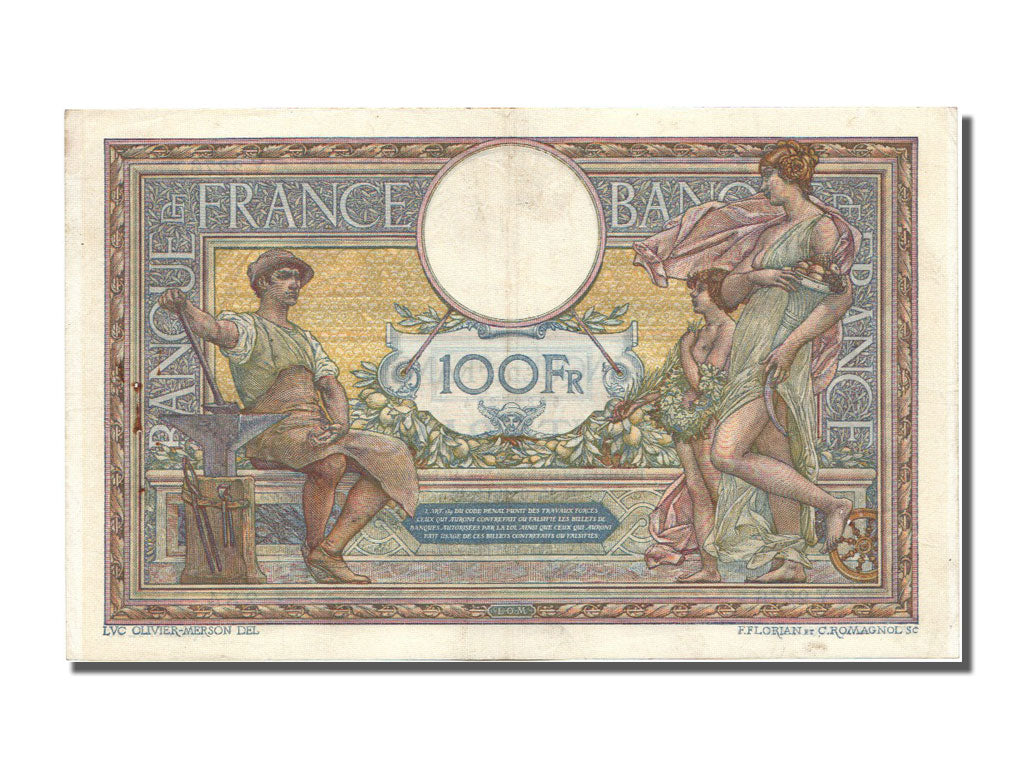 France, 100 Francs, 100 F 1908-1939 ''Luc Olivier Merson'', 1914, KM #71a,...