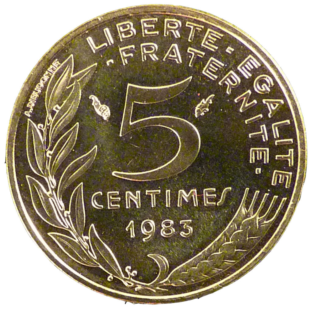 FRANCE, Marianne, 5 Centimes, 1983, Paris, KM #933, MS(65-70), Aluminum-Bronze,.