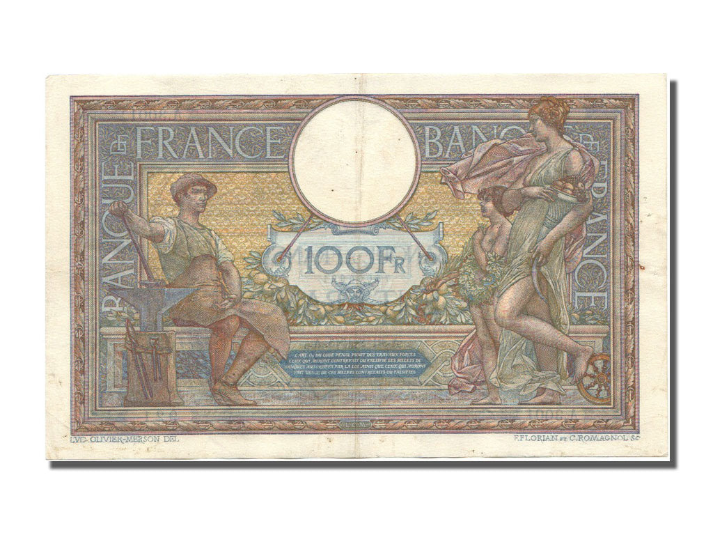Banknote, France, 100 Francs, 100 F 1908-1939 ''Luc Olivier Merson'', 1915