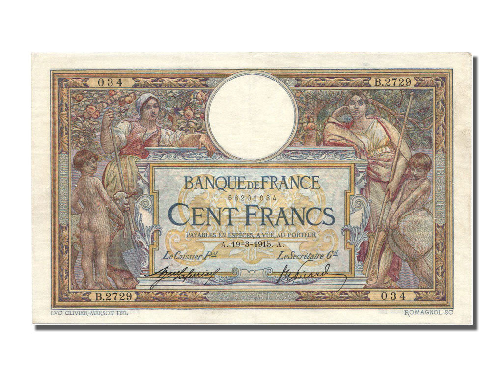Geldschein, Frankreich, 100 Francs, 100 F 1908-1939 ''Luc Olivier Merson''