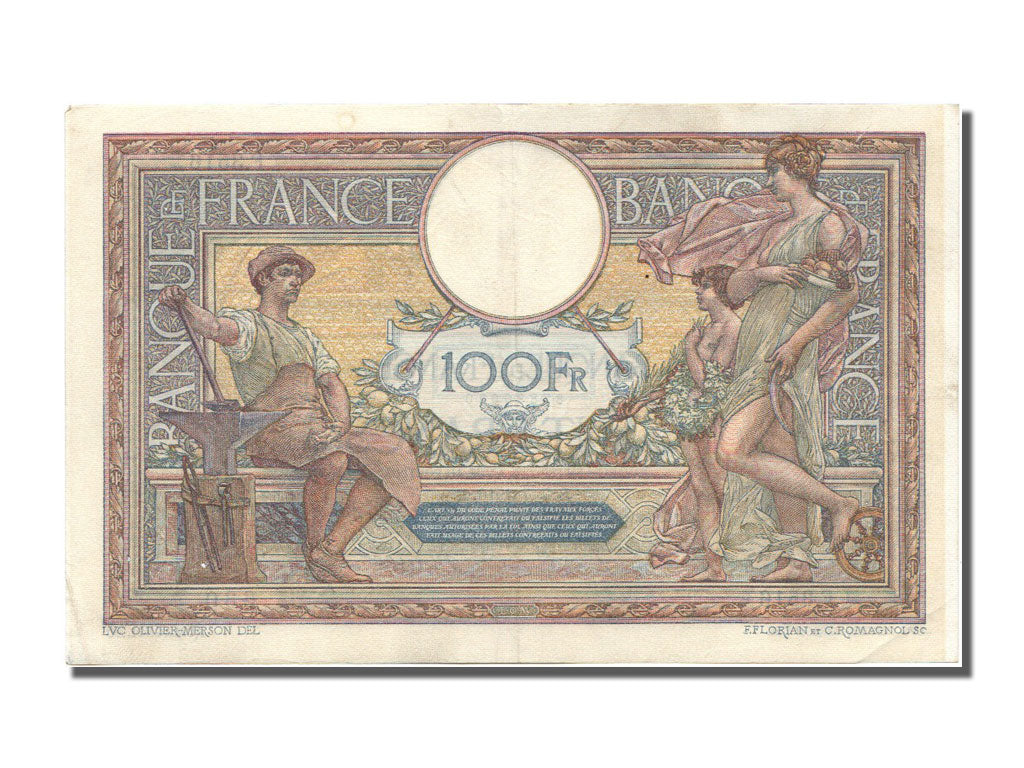 Banknote, France, 100 Francs, 100 F 1908-1939 ''Luc Olivier Merson'', 1916