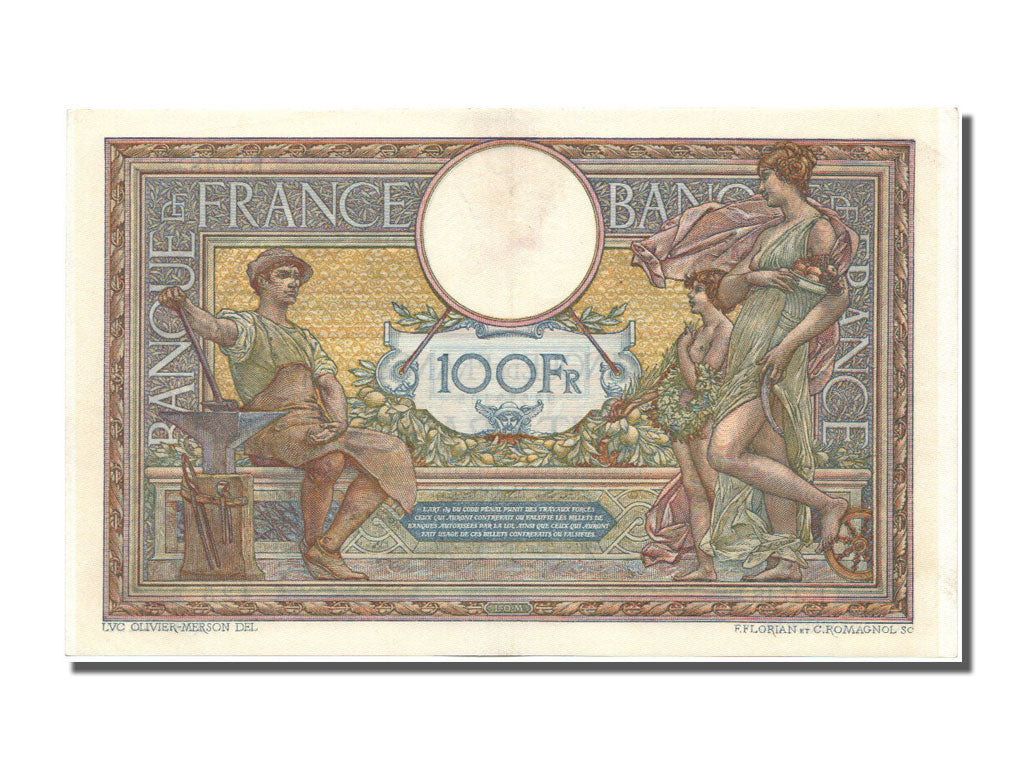 Banknote, France, 100 Francs, 100 F 1908-1939 ''Luc Olivier Merson'', 1916