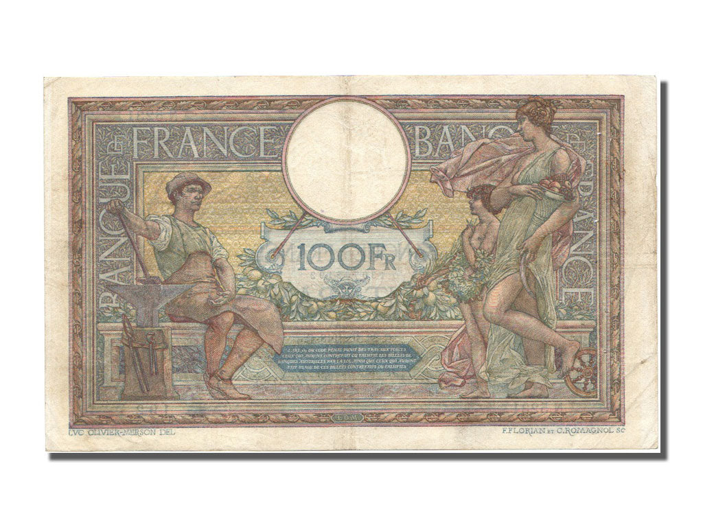 France, 100 Francs, 100 F 1908-1939 ''Luc Olivier Merson'', 1918, KM #71a,...