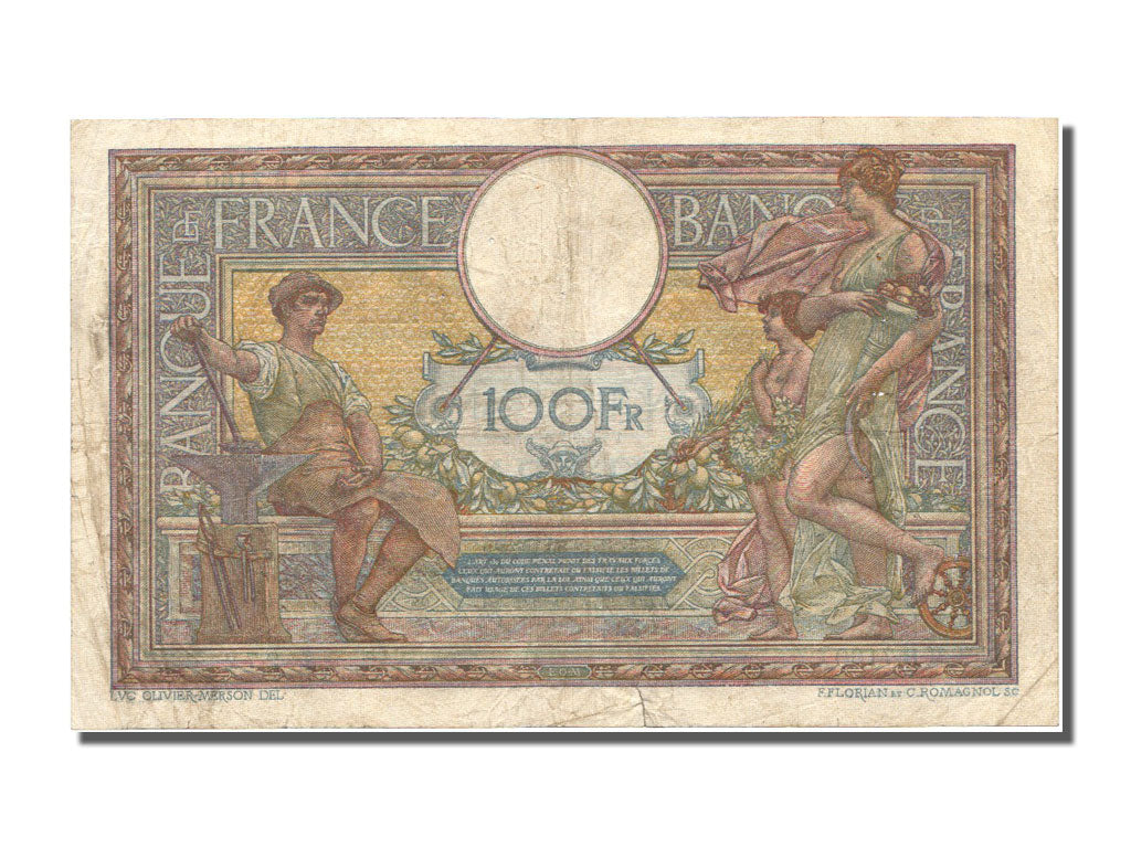 Banknote, France, 100 Francs, 100 F 1908-1939 ''Luc Olivier Merson'', 1920