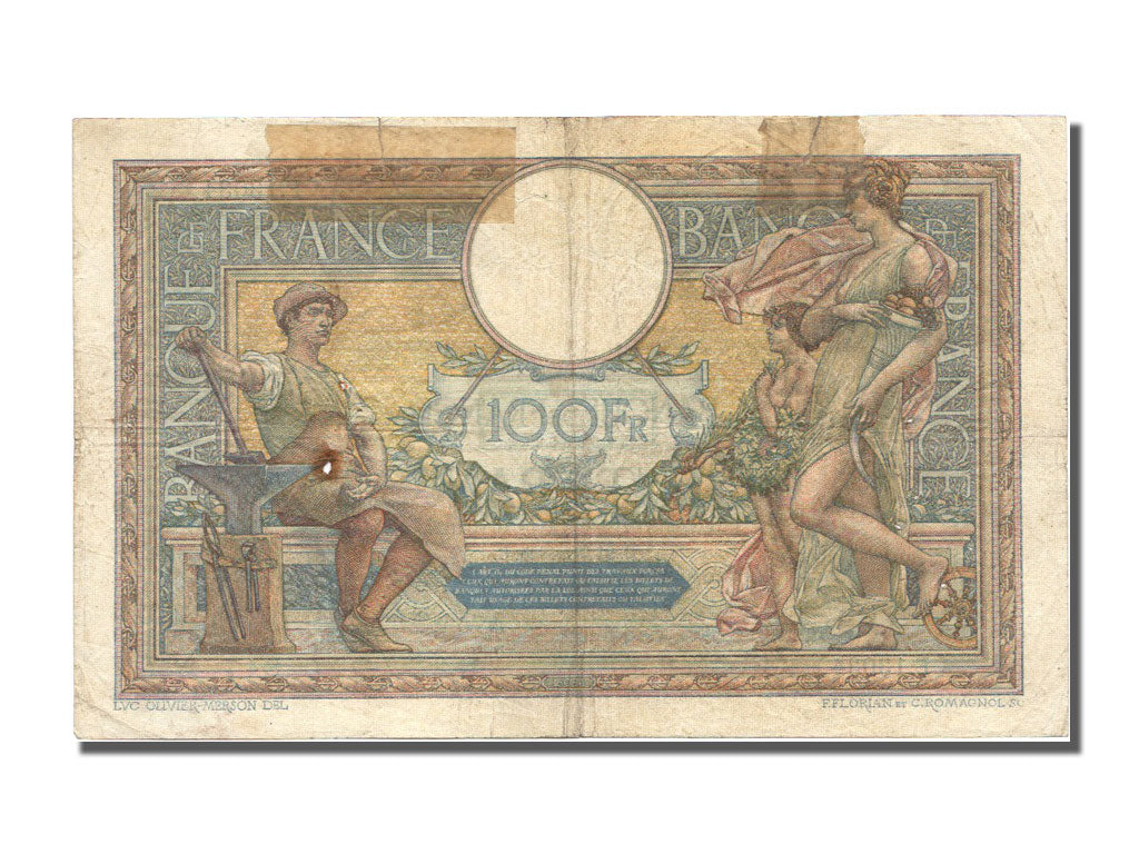 France, 100 Francs, 100 F 1908-1939 ''Luc Olivier Merson'', 1925, KM #78a,...