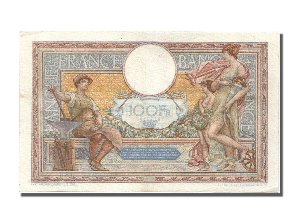 Banknote, France, 100 Francs, 100 F 1908-1939 ''Luc Olivier Merson'', 1934
