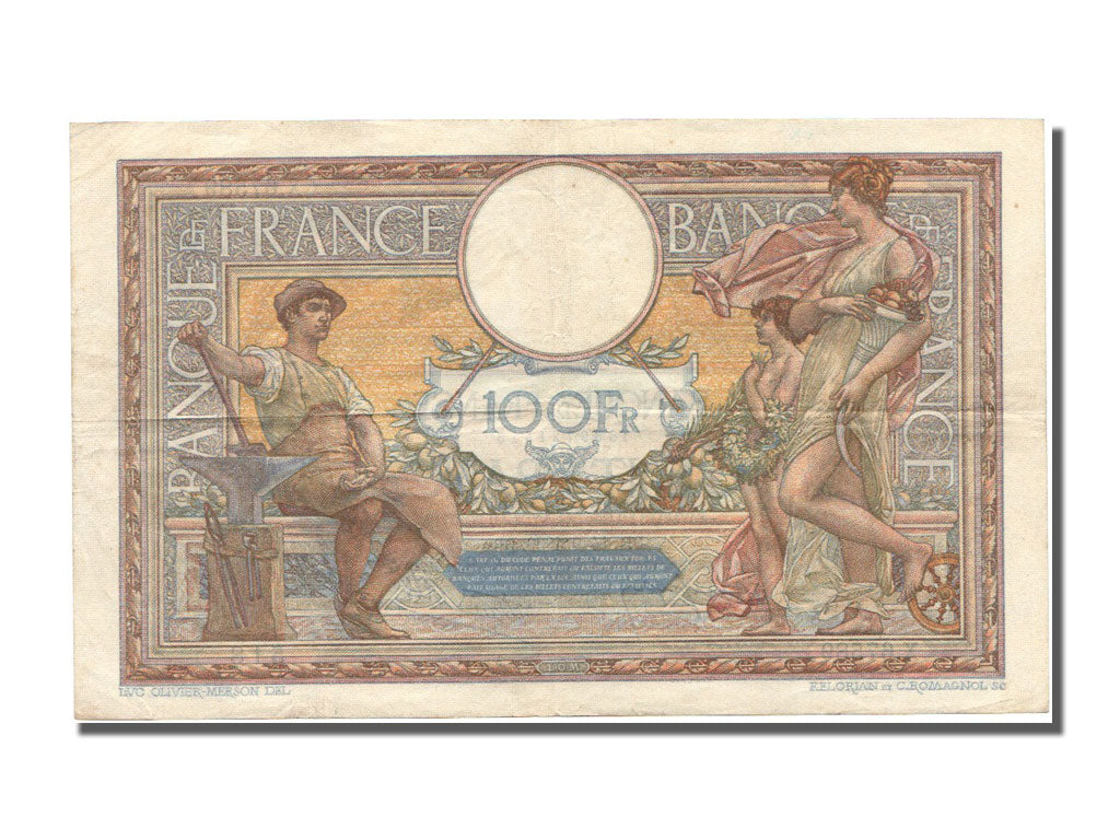 Banknote, France, 100 Francs, 100 F 1908-1939 ''Luc Olivier Merson'', 1939
