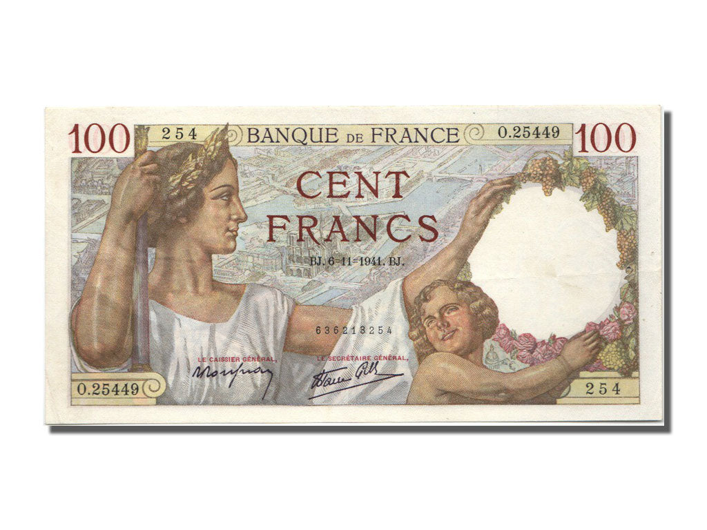 Banknote, France, 100 Francs, 100 F 1939-1942 ''Sully'', 1941, 1941-11-06