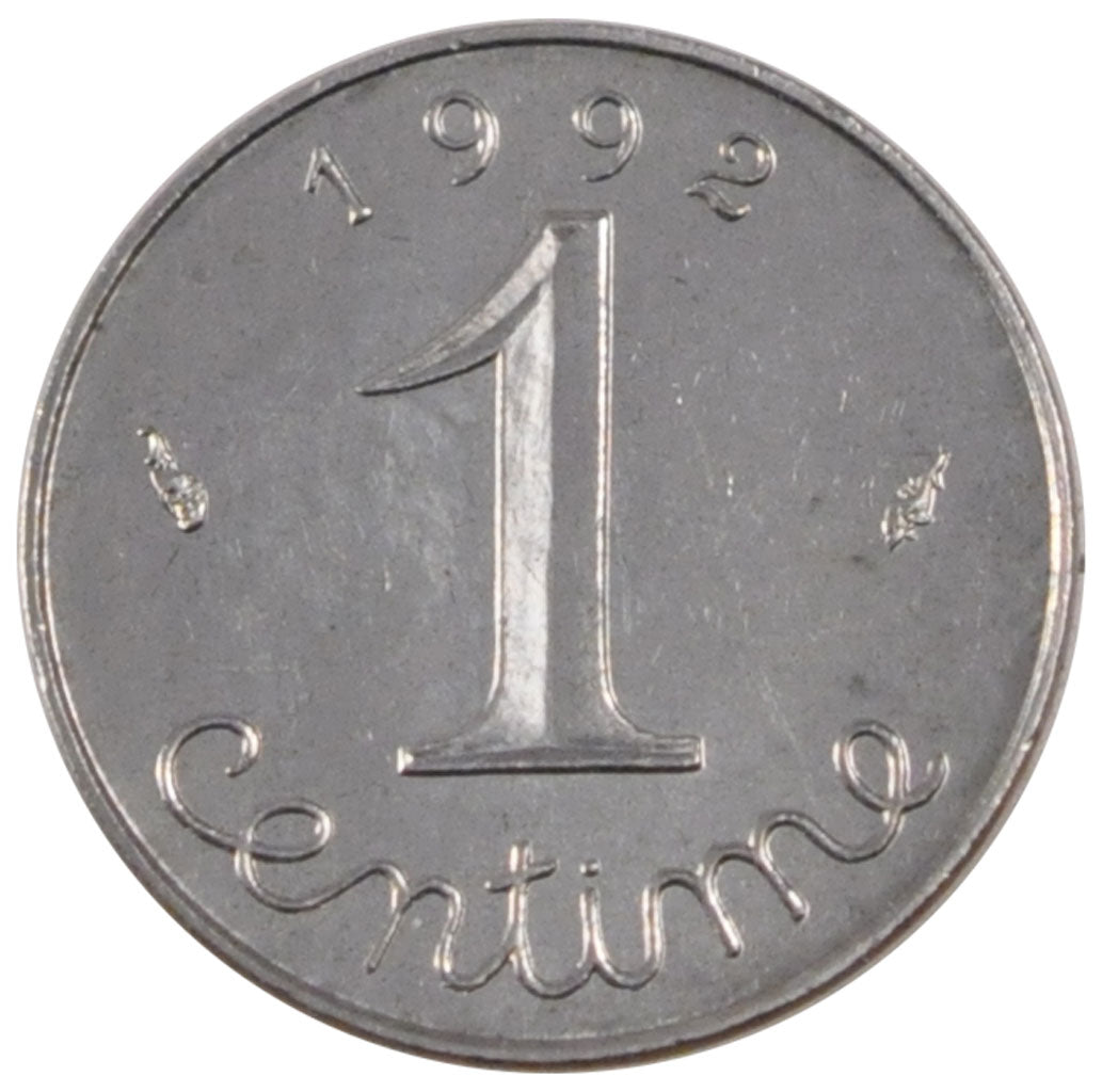 FRANCE, 1 Centime, 1992, MS(65-70), Steel, Gadoury #91, 1.65