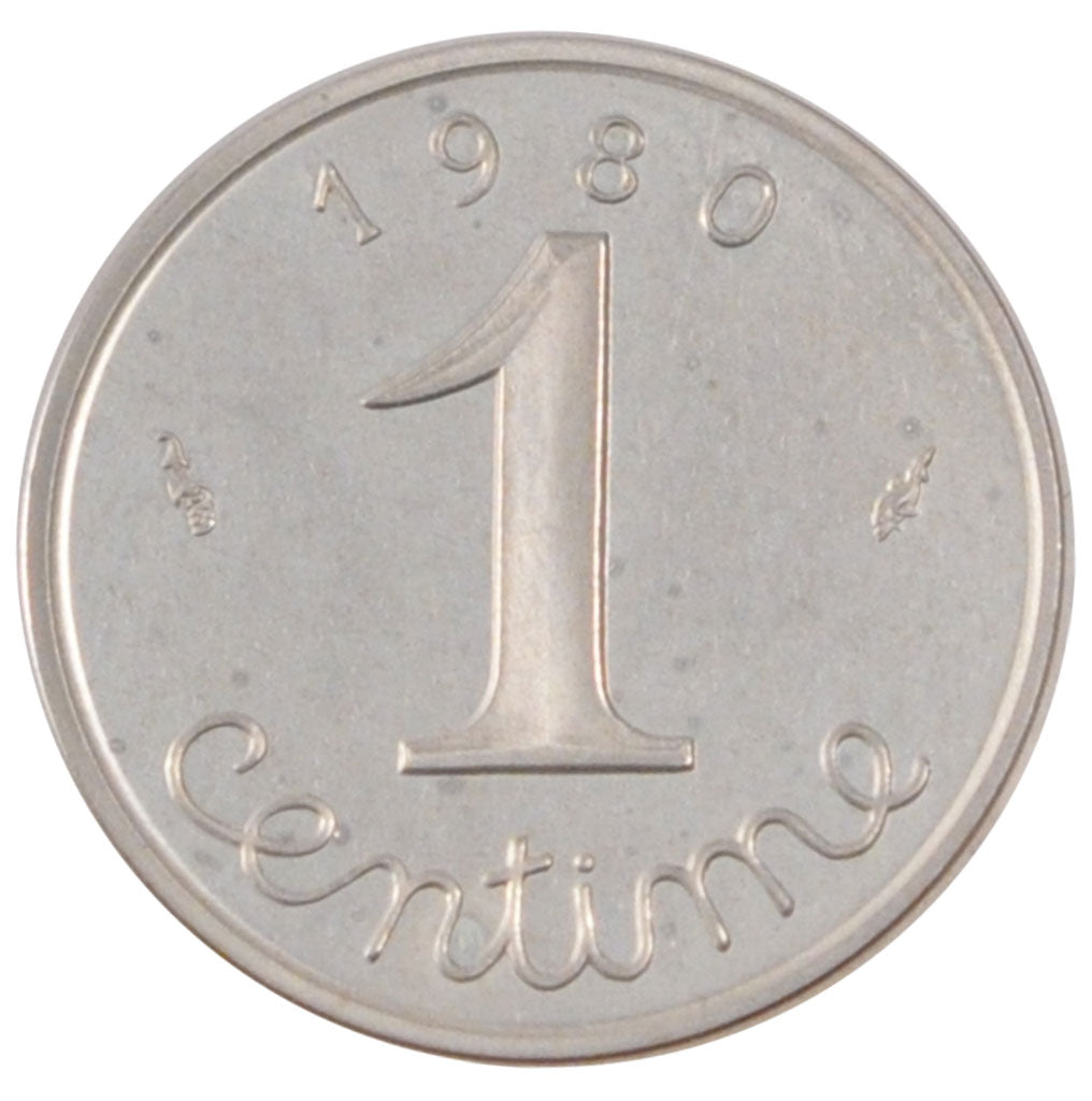 FRANCE, 1 Centime, 1980, MS(65-70), Silver, Gadoury #91p, 4.40