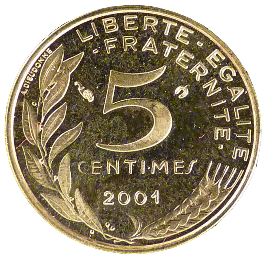 FRANCE, Marianne, 5 Centimes, 2001, Paris, KM #933, MS(65-70), Aluminum-Bronze,.