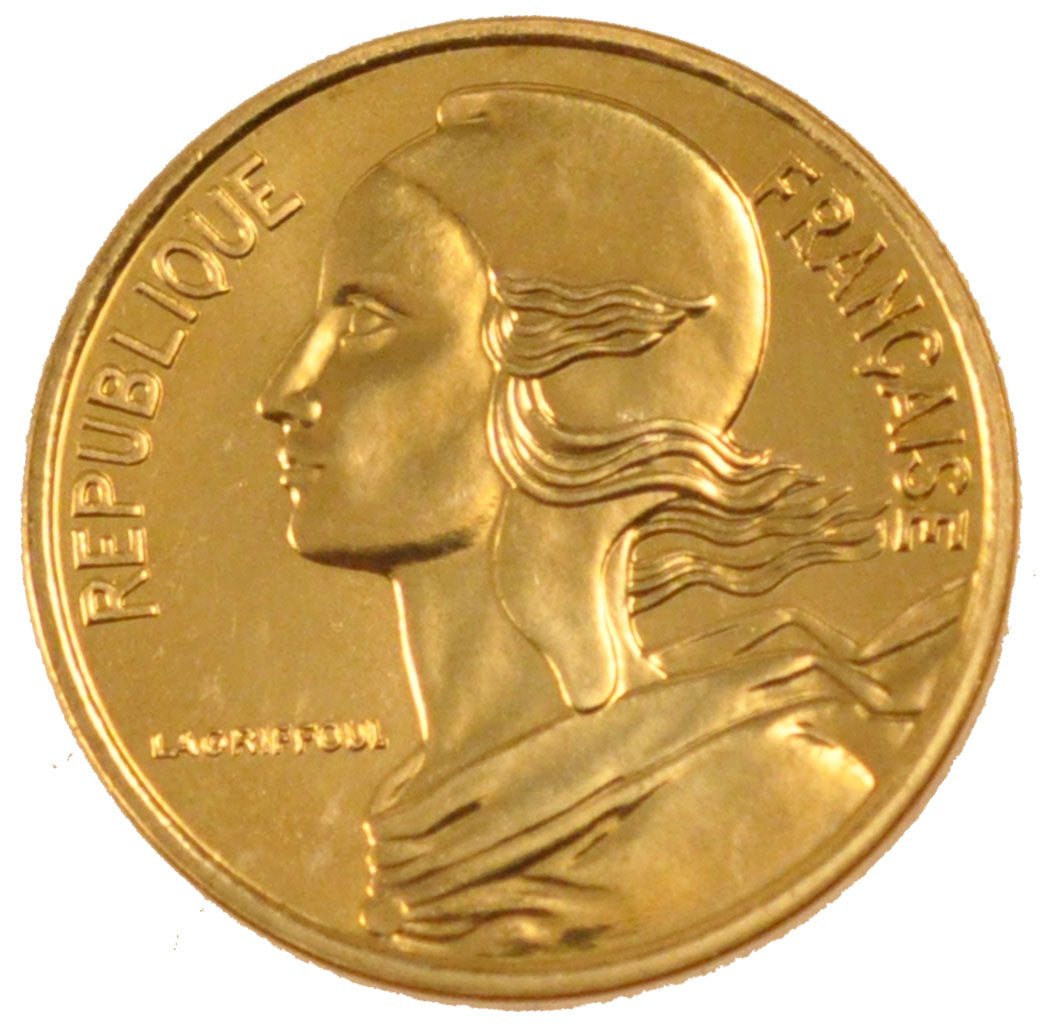 FRANCE, 5 Centimes, 1991, MS(65-70), Bronze-Aluminium-Nickel, Gadoury #175a,...