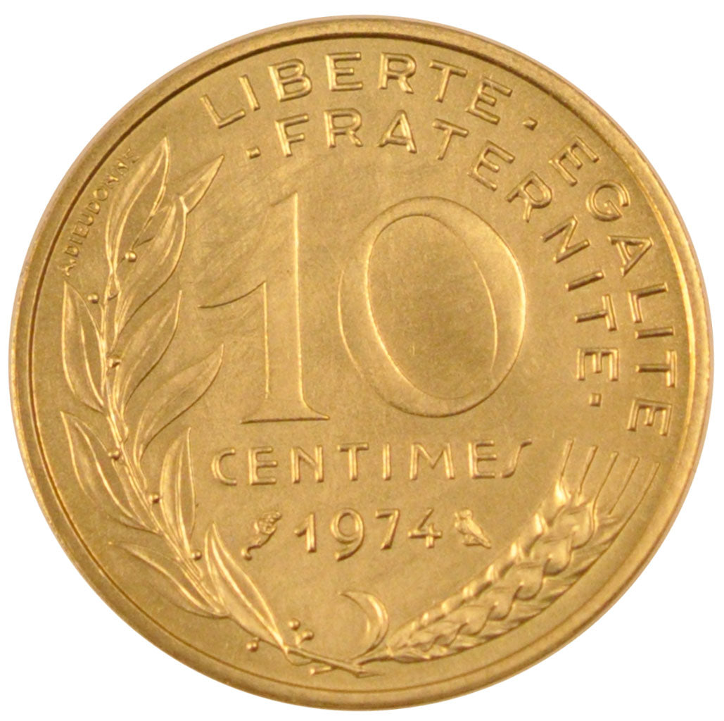 FRANCE, Marianne, 10 Centimes, 1974, Paris, KM #929, MS(65-70),...