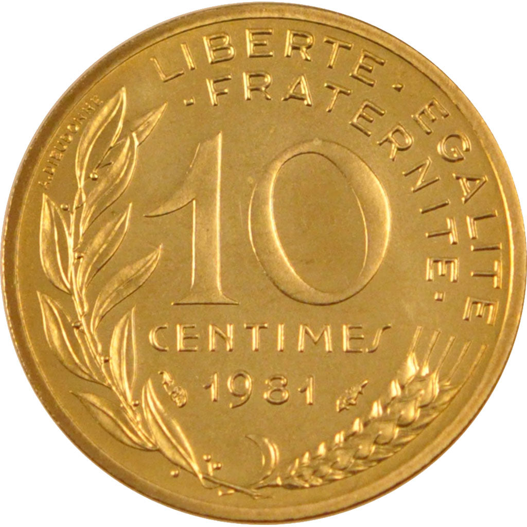 FRANCE, Marianne, 10 Centimes, 1981, Paris, KM #929, MS(65-70),...