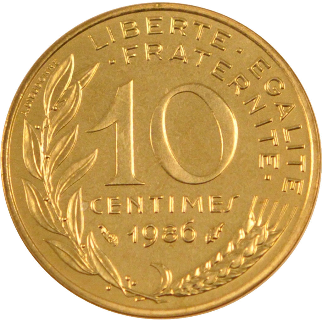 FRANCE, Marianne, 10 Centimes, 1986, Paris, KM #929, MS(65-70),...