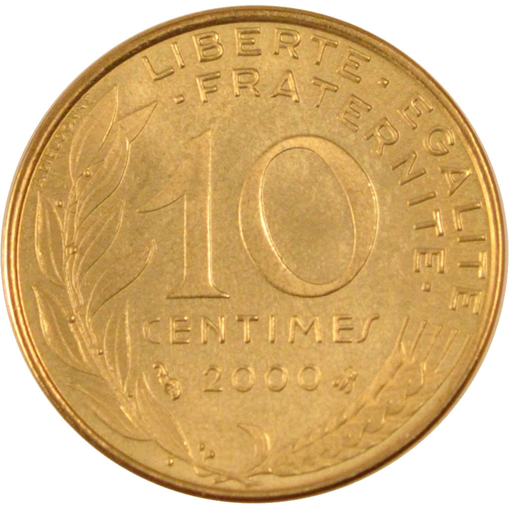FRANCE, Marianne, 10 Centimes, 2000, Paris, KM #929, MS(65-70),...