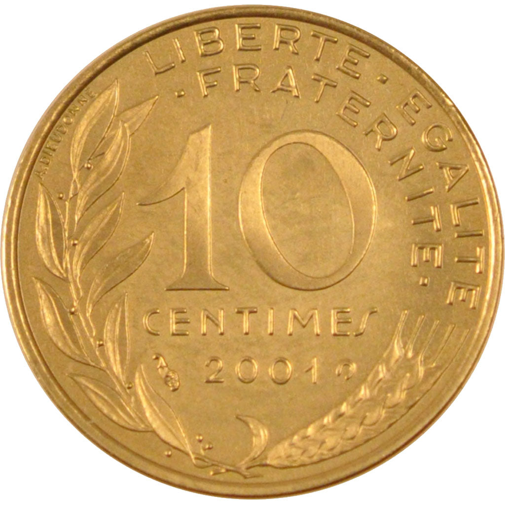 FRANCE, Marianne, 10 Centimes, 2001, Paris, KM #929, MS(65-70),...
