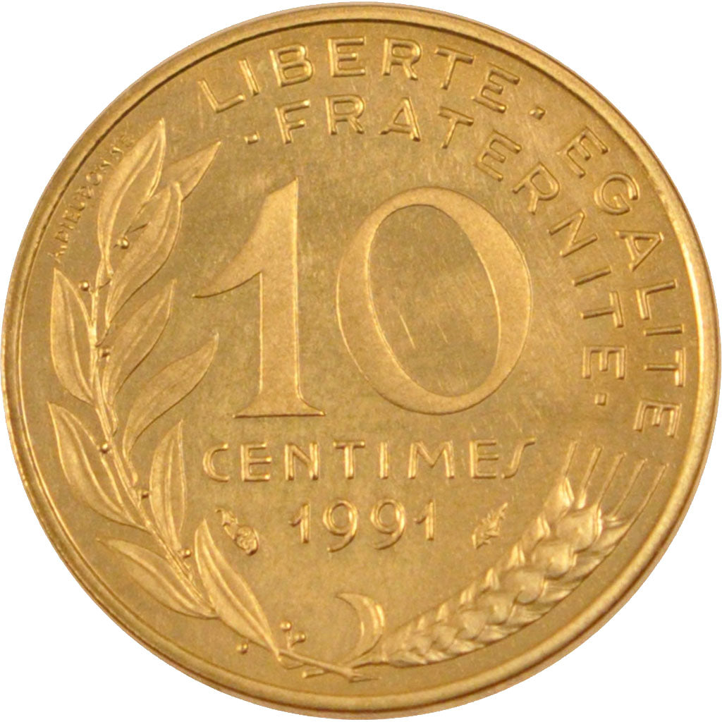 FRANCE, Marianne, 10 Centimes, 1991, Paris, KM #929, MS(65-70),...