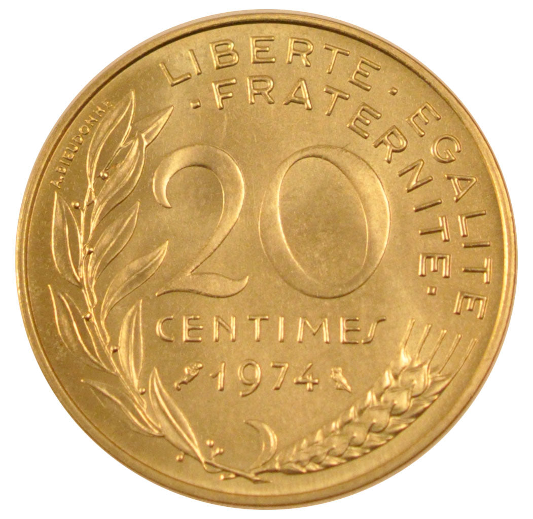FRANCE, Marianne, 20 Centimes, 1974, Paris, KM #930, MS(65-70),...