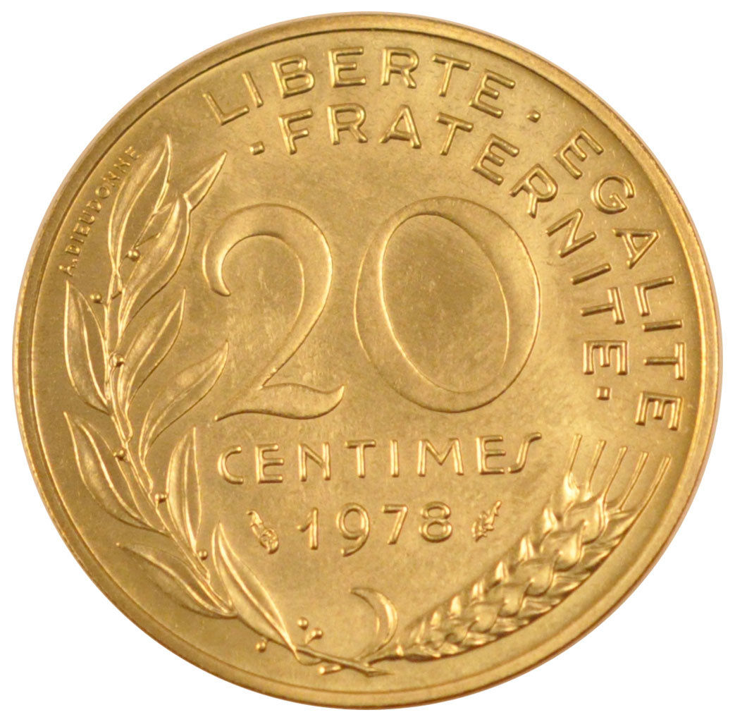 FRANCE, Marianne, 20 Centimes, 1978, Paris, KM #930, MS(65-70),...
