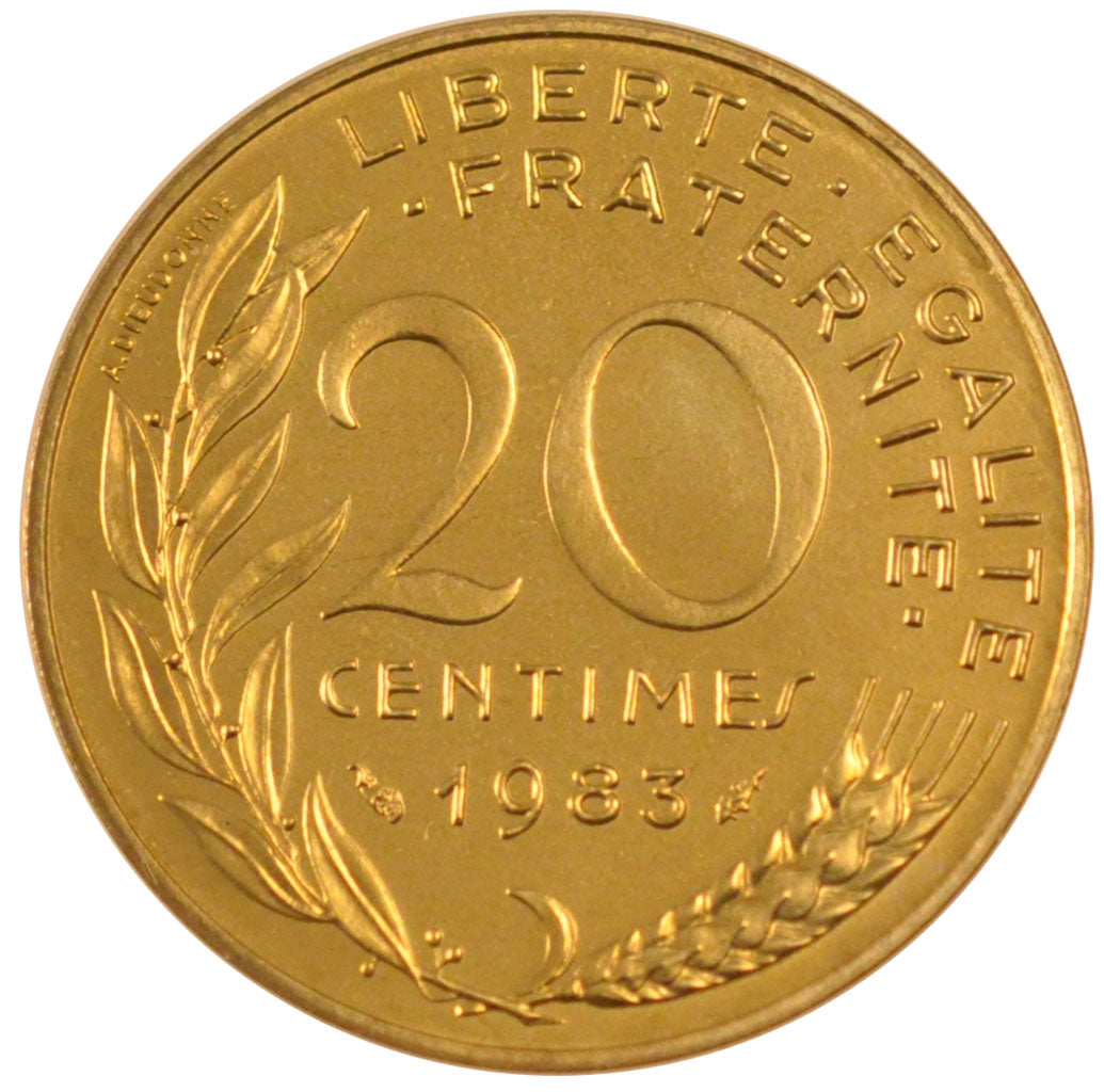 FRANCE, Marianne, 20 Centimes, 1983, Paris, KM #930, MS(65-70),...