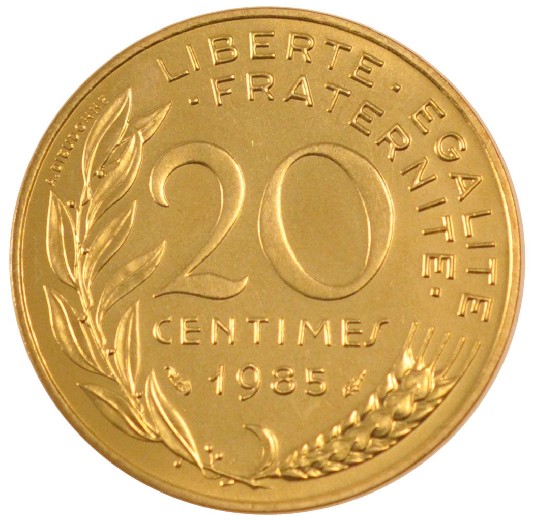 FRANCE, Marianne, 20 Centimes, 1985, Paris, KM #930, MS(65-70),...