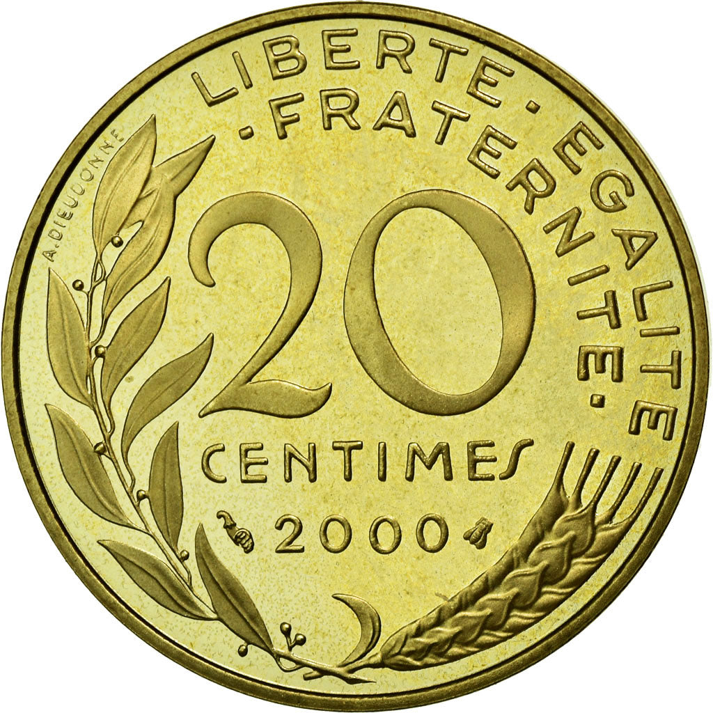 Coin, France, Marianne, 20 Centimes, 2000, Paris, MS(65-70), Aluminum-Bronze