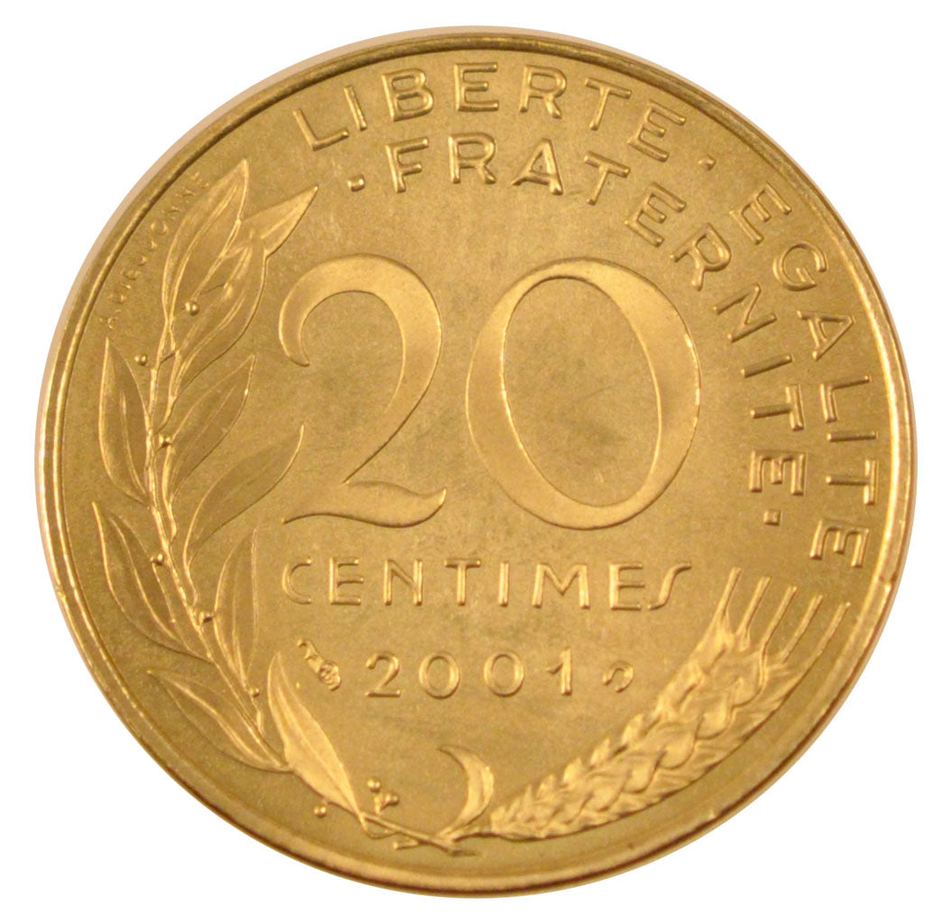 FRANCE, Marianne, 20 Centimes, 2001, Paris, KM #930, MS(65-70),...