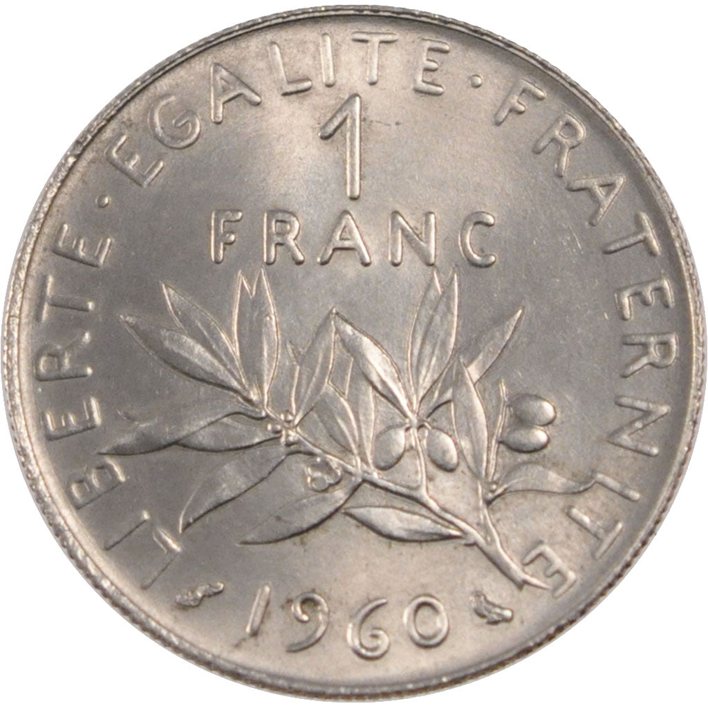 FRANCE, Semeuse, Franc, 1960, Paris, KM #925.1, MS(60-62), Nickel, 24, Gadoury..