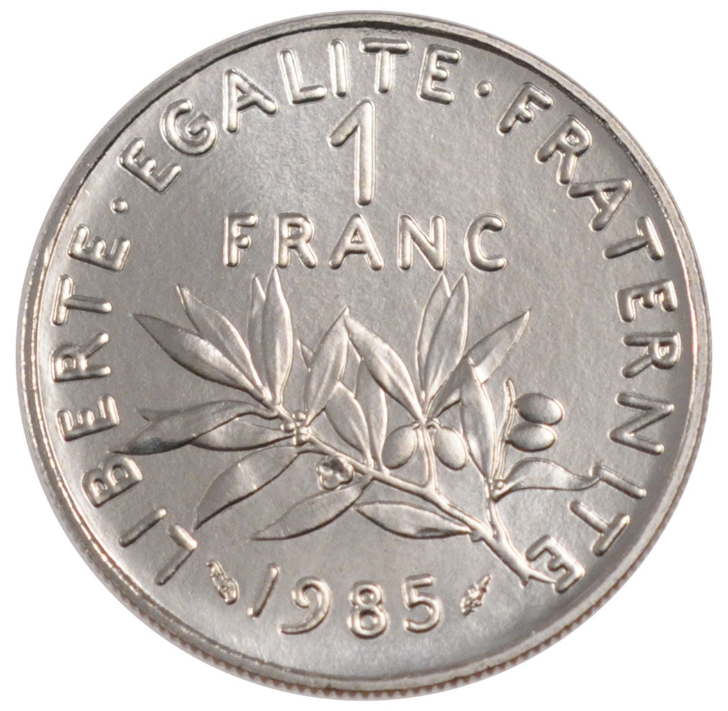 FRANCE, Semeuse, Franc, 1985, Paris, KM #925.1, MS(65-70), Nickel, 24, Gadoury..