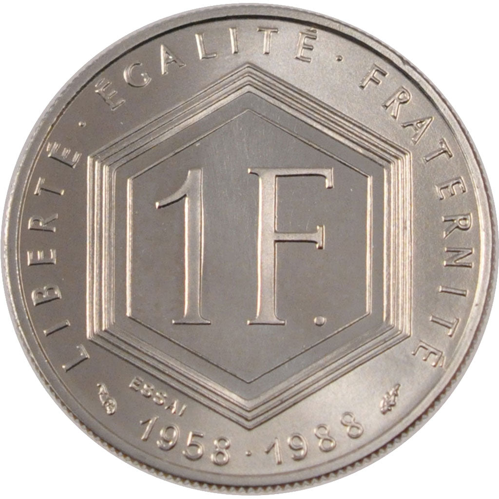 FRANCE, Franc, 1988, KM #E138, MS(65-70), Nickel, 6.00