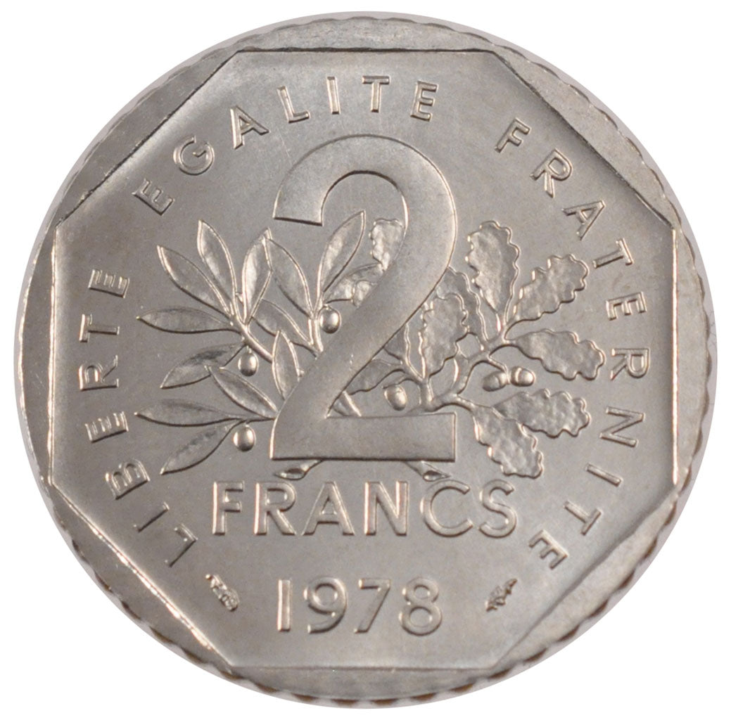FRANCE, 2 Francs, 1978, MS(65-70), Nickel, Gadoury #547, 7.50
