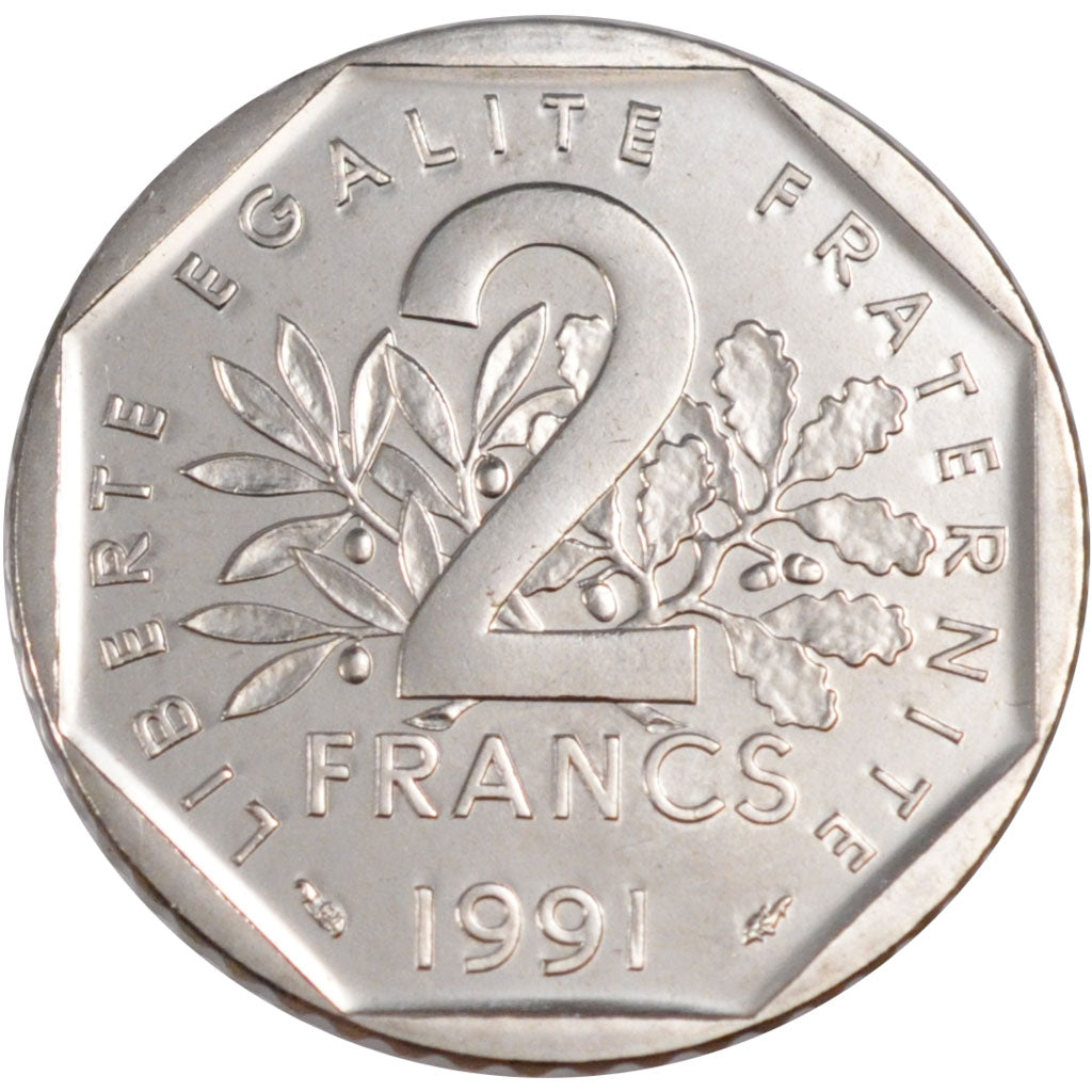 Francia, Semeuse, 2 Francs, 1991, FDC, Nichel, KM:942.2, Gadoury:547