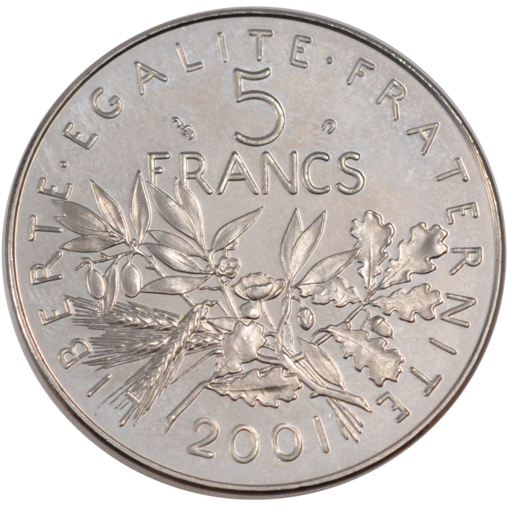 FRANCE, Semeuse, 5 Francs, 2001, Paris, KM #926a.2, MS(65-70), Nickel Clad...