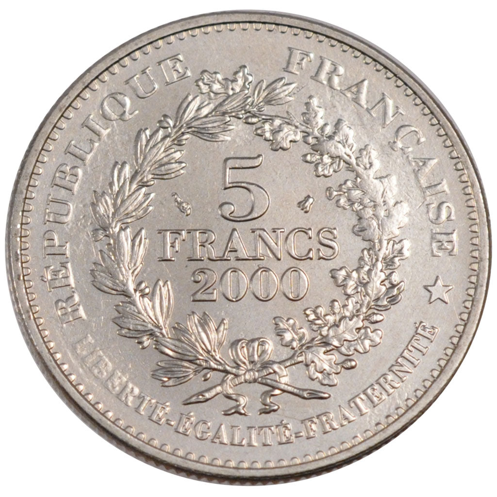 Francia, Franc à cheval, 5 Francs, 2000, FDC, Nichel placcato rame-nichel, K...
