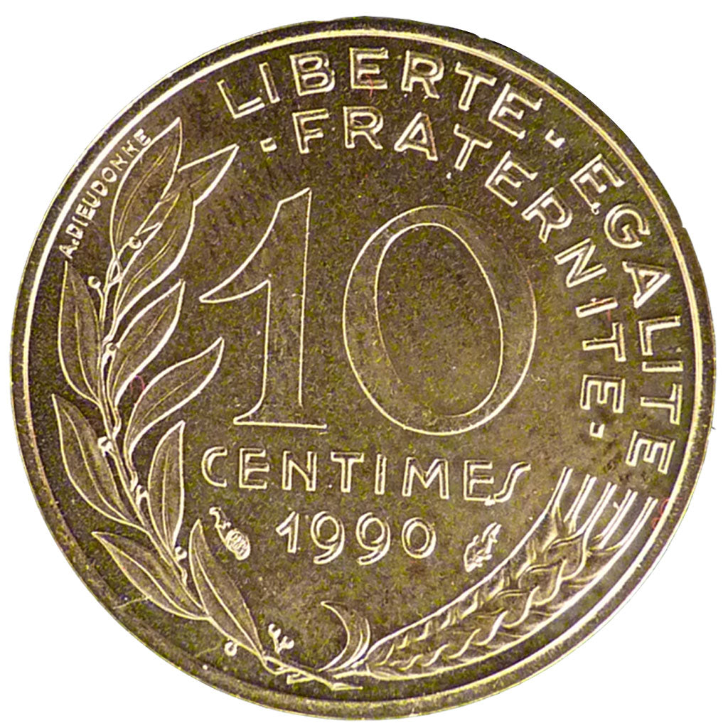 FRANCE, Marianne, 10 Centimes, 1990, Paris, KM #929, MS(65-70),...