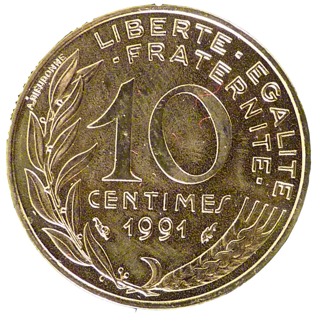 Francia, Marianne, 10 Centimes, 1991, FDC, Alluminio-bronzo, Gadoury:293