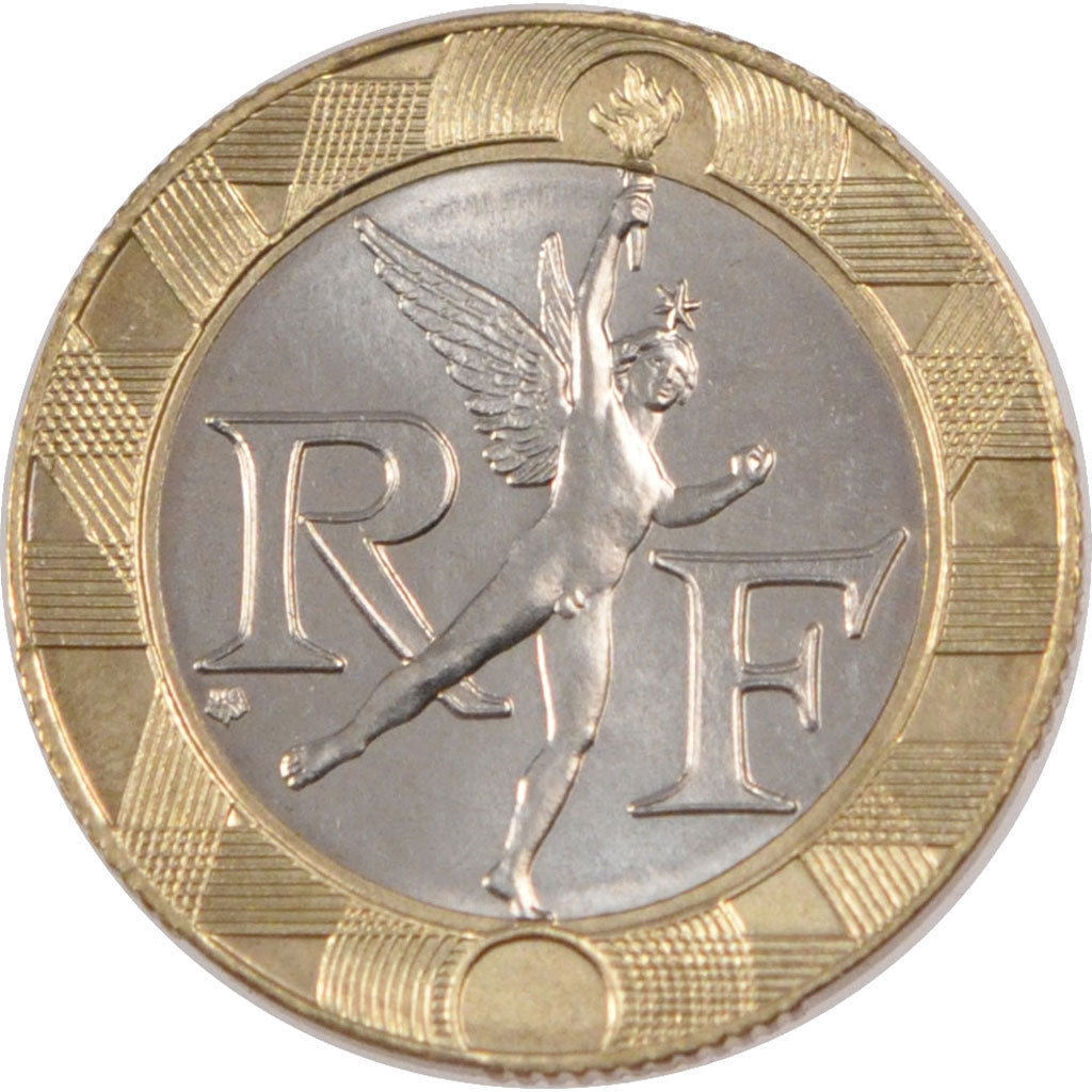FRANCE, Génie, 10 Francs, 1991, KM #964.2, MS(65-70), Aluminum-Bronze, 23, G...