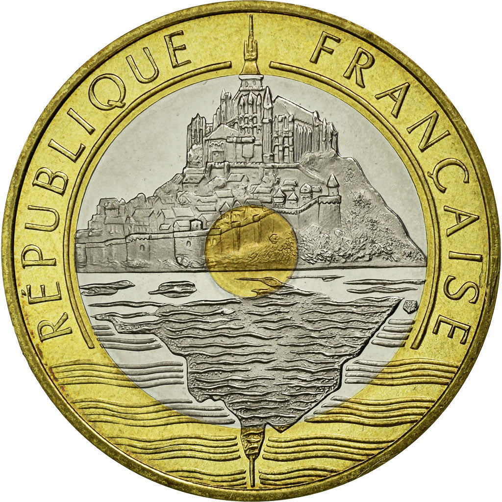 Coin, France, Mont Saint Michel, 20 Francs, 1996, MS(65-70), Tri-Metallic