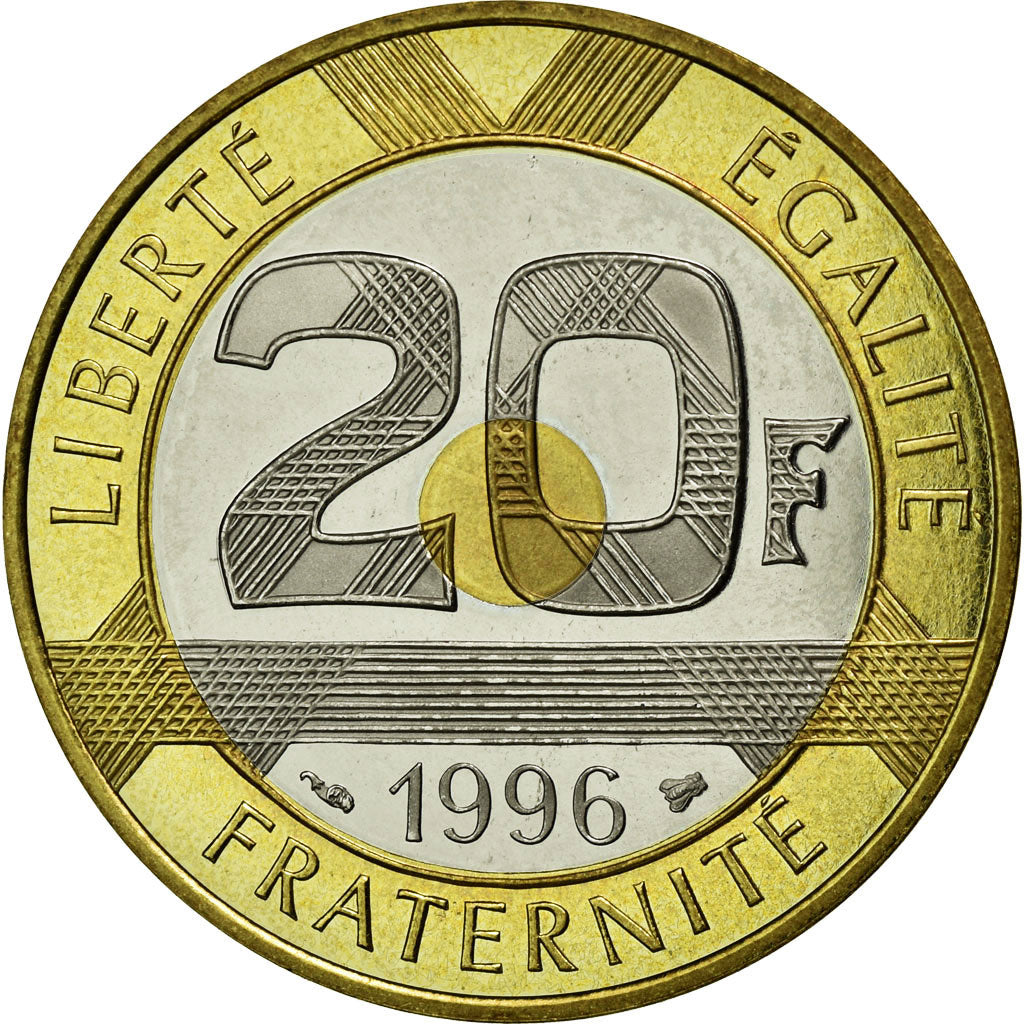 Coin, France, Mont Saint Michel, 20 Francs, 1996, MS(65-70), Tri-Metallic