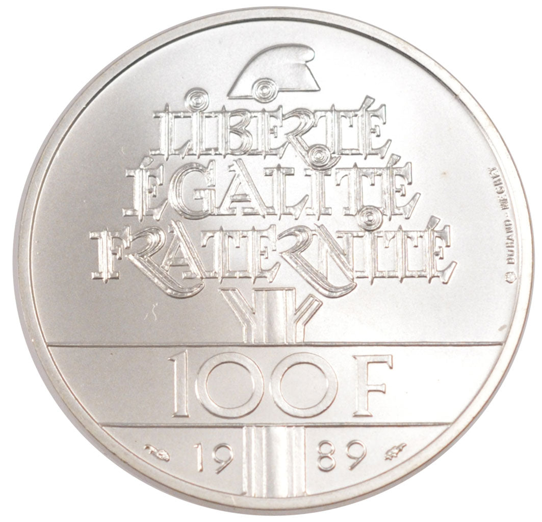 FRANCE, 100 Francs, 1989, KM #E145, MS(65-70), Silver, Gadoury #904, 15.00