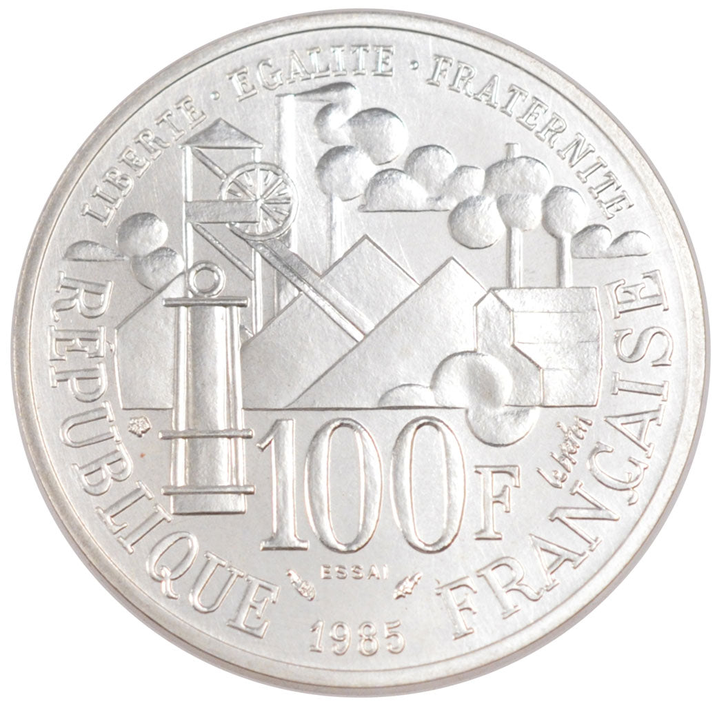 FRANCE, 100 Francs, 1985, KM #E131, MS(65-70), Silver, Gadoury #900, 15.00
