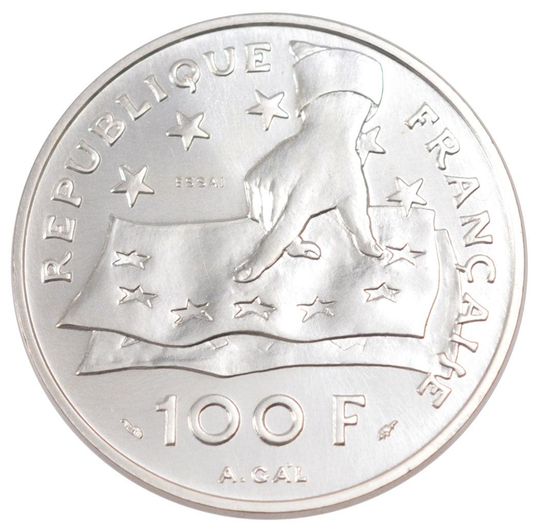 FRANCE, 100 Francs, 1991, MS(65-70), Silver, Gadoury #906, 15.00
