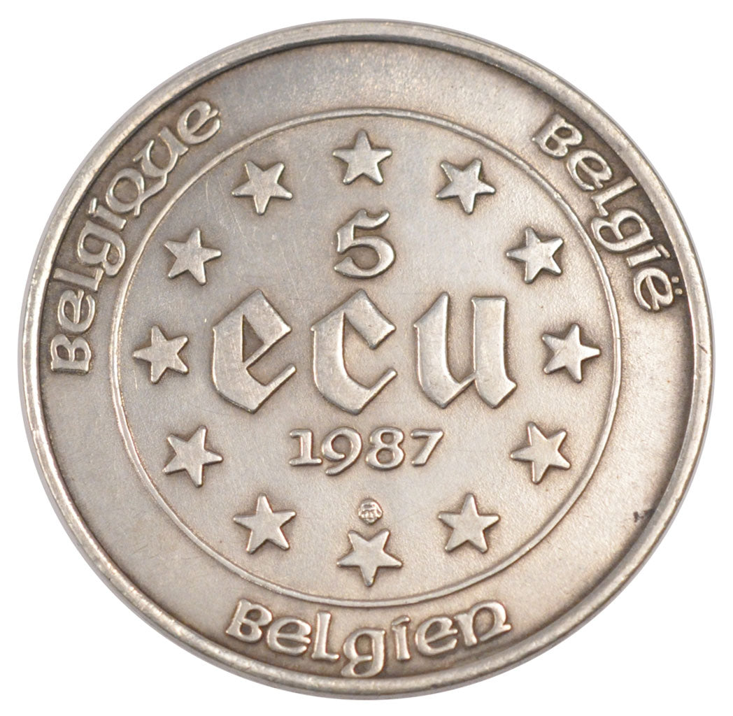 BELGIUM, 5 ECU, 1987, KM #166, MS(65-70), Silver, 37, 22.85