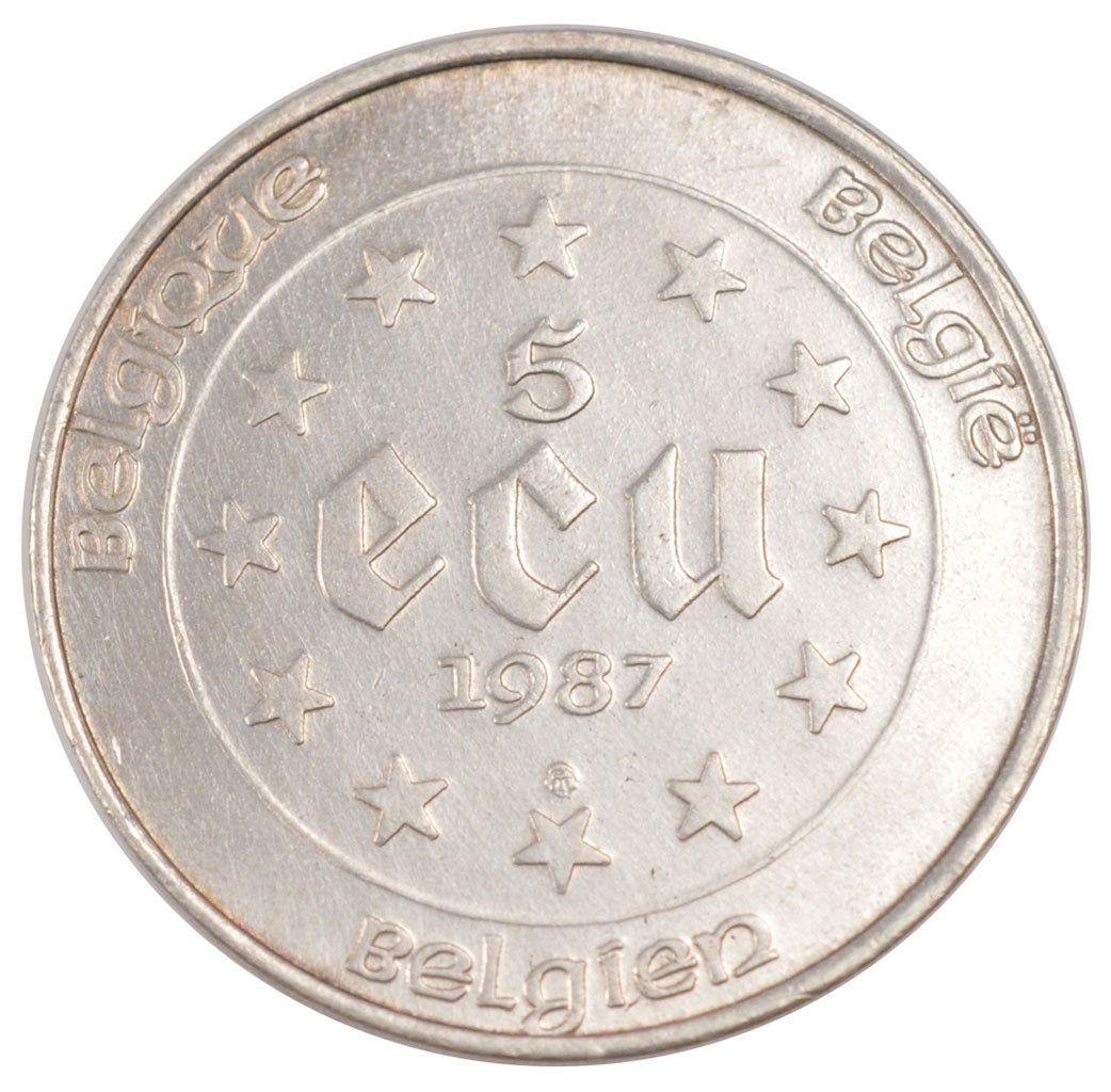 BELGIUM, 5 ECU, 1987, KM #166, MS(65-70), Silver, 37, 22.60