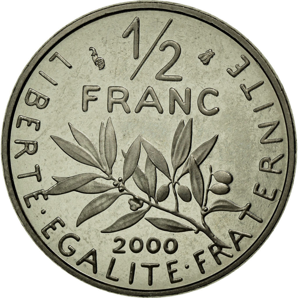 Coin, France, Semeuse, 1/2 Franc, 2000, Paris, MS(65-70), Nickel, Gadoury:429a