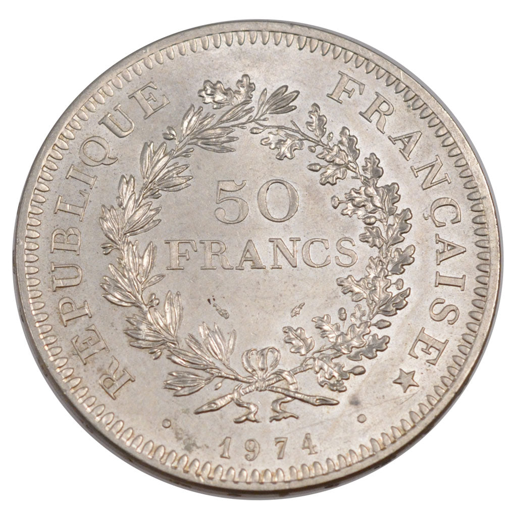 FRANCE, Hercule, 50 Francs, 1974, Paris, KM #941.1, MS(60-62), Silver, 41,...