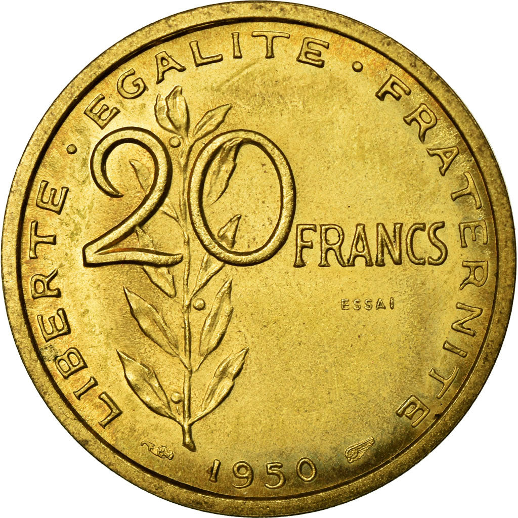 Coin, France, 20 Francs, 1950, MS(65-70), Bronze-Aluminium, KM:Pn113